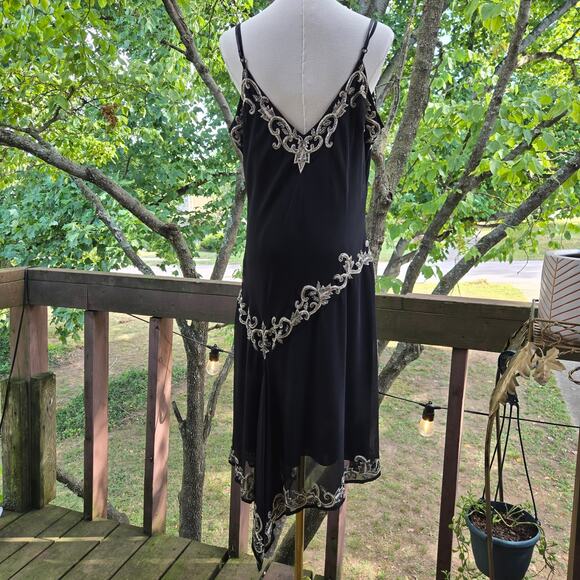 Vintage Y2K Whimsigoth Fairy Sheer Chiffon Beaded Asymmetrical Hem Dress 16 Hoco - Picture 5 of 12